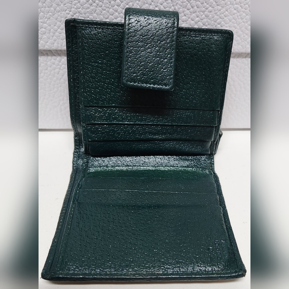 Gucci GG Canvas and Green Leather French Coin Purse Wallet - Picture 5 of 13
